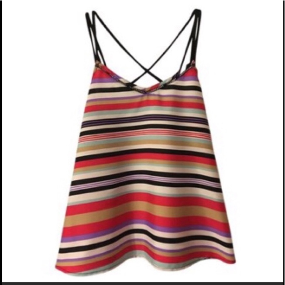Jessica Simpson Striped Camisole Cross Back XL